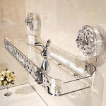 étagère salle bain adhésive transparente motif floral moderne crochets supports adhésifs