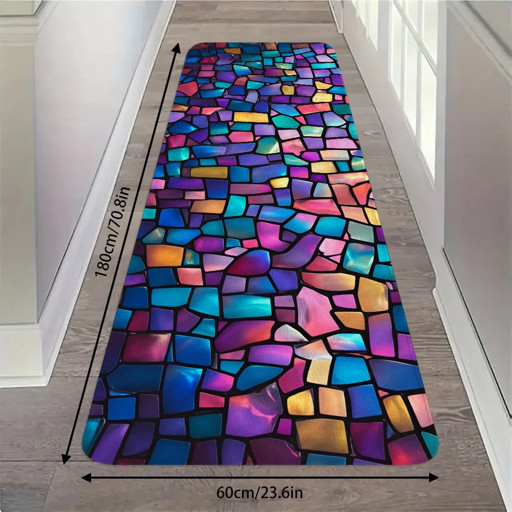 tapis multicolore géométrique moderne antidérapant polyester maison cuisine couloir salon