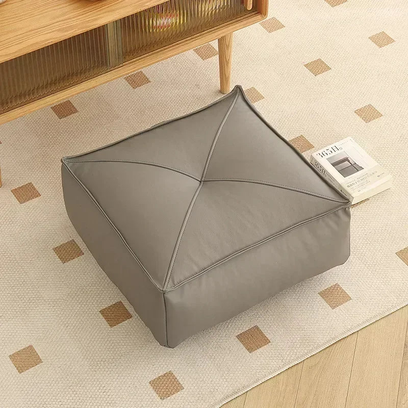 pouf moderne orange gris vert blanc mousse pu polyester coton imperméable amovible lavable