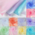 tissu organza holographique rose violet bleu clair vert clair moderne semi transparent polyester