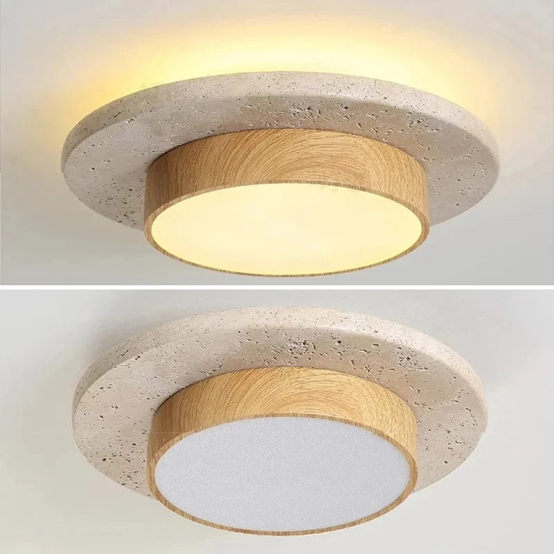 lampe moderne gris clair texture granulée bois naturel minimaliste