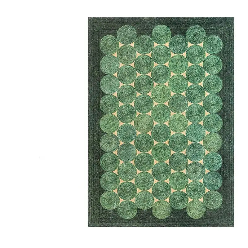 tapis vert moderne salon durable polyester texture douce adhésif circulaire géométrique