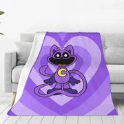 couverture polaire violet motif cœur chat cartoon moderne enfantine 100cm 125cm