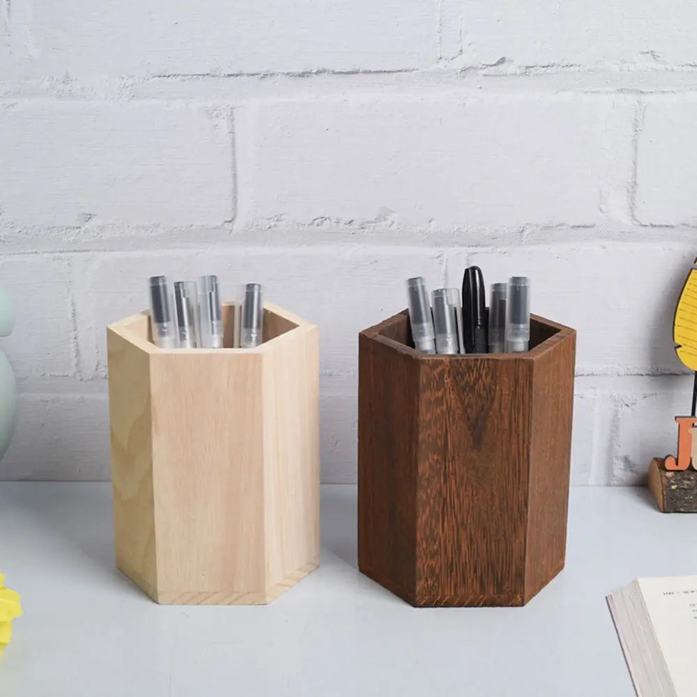Porte-stylo en bois grande capacité - Pot à crayons bureau design
