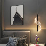 lampe suspendue moderne spirale acrylique translucide noir plaque éclairage chambre restaurant led