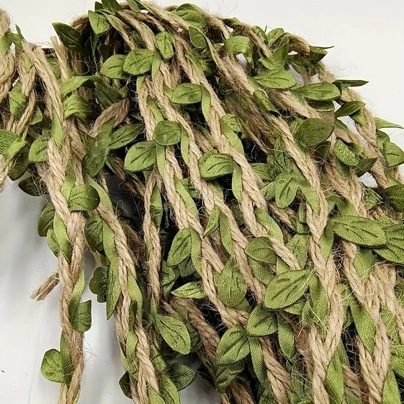 ruban décoratif feuilles vertes naturel artisanal intérieur décoration maison vert clair beige