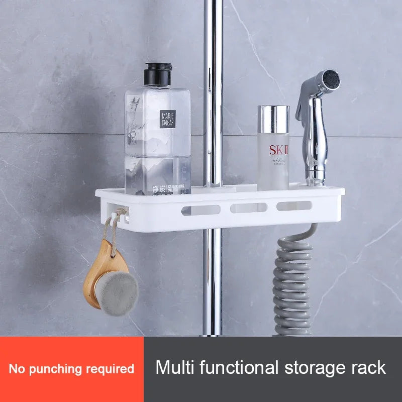 rack rangement douche blanc noir moderne grille ventilation fixations murales multifonctionnel produits toilette