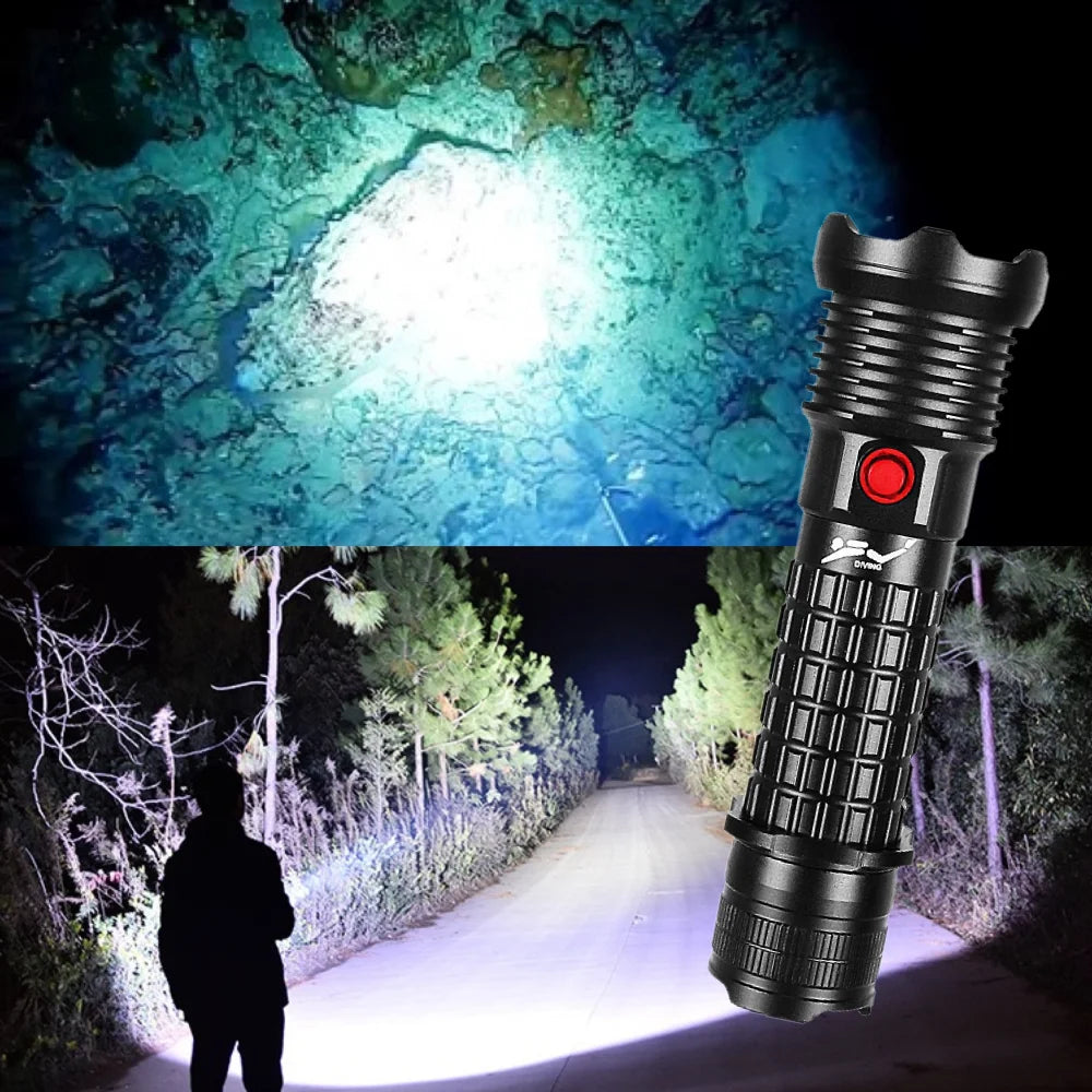 torche lampe poche plongée plombeuse 9900 lumens led noire texturée résistante rechargeable