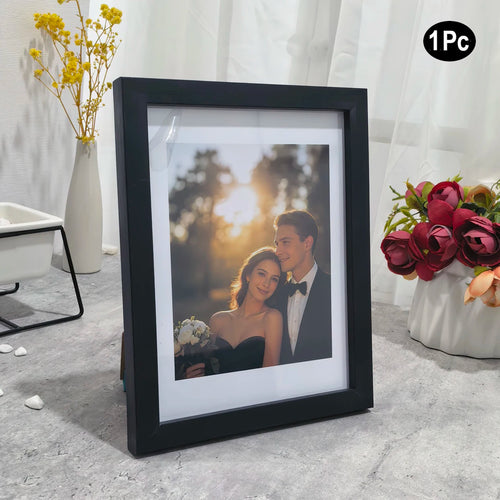 cadre photo rectangle bois blanc noir protection acrylique classique moderne décoration murale photo