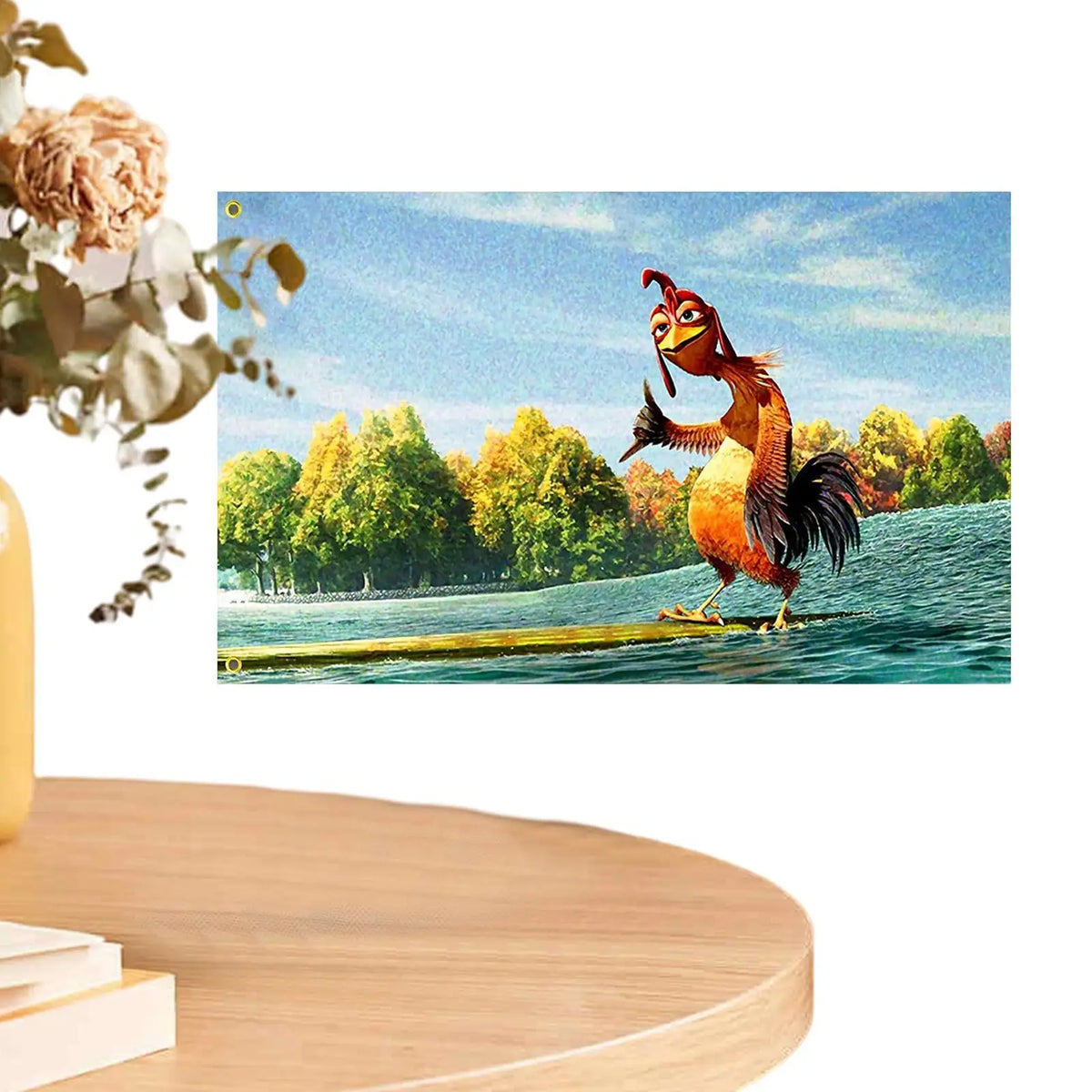 affiche murale coq moderne orange noire blanche bleue verte marron opaque 150x90cm decoration interieur