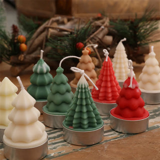 moule silicone arbre noel texturé bougies artisanales couleurs vert rouge blanc festives