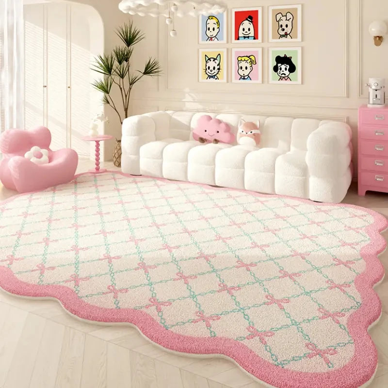 tapis blanc rose bleu motif géométrique moderne doux polyester antidérapant voyage maison