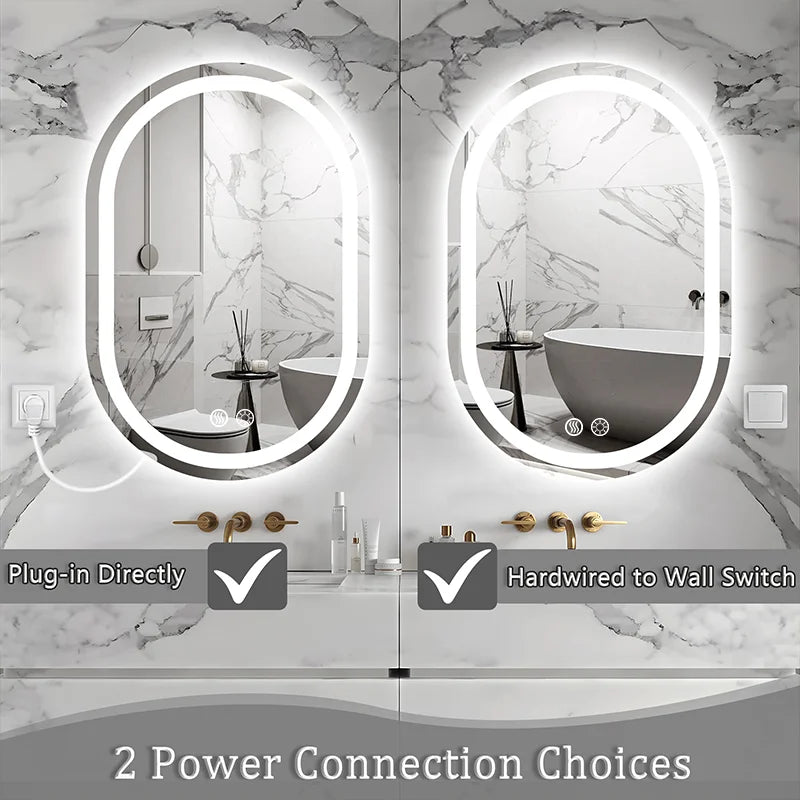 miroir led ovale moderne anti buée éclairé murale contemporain