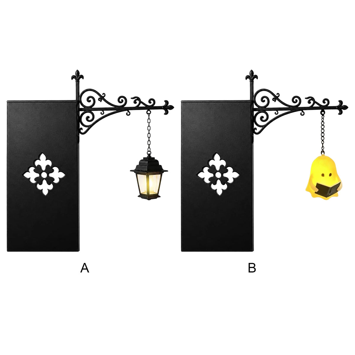 lampe suspendue art deco noire blanche motif geometrique chaine metallique eclairage decoratif maison chambre