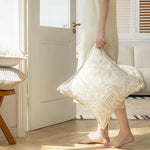 housse coussin carré motif floral doré 100% polyester 45x45cm décoration maison élégant