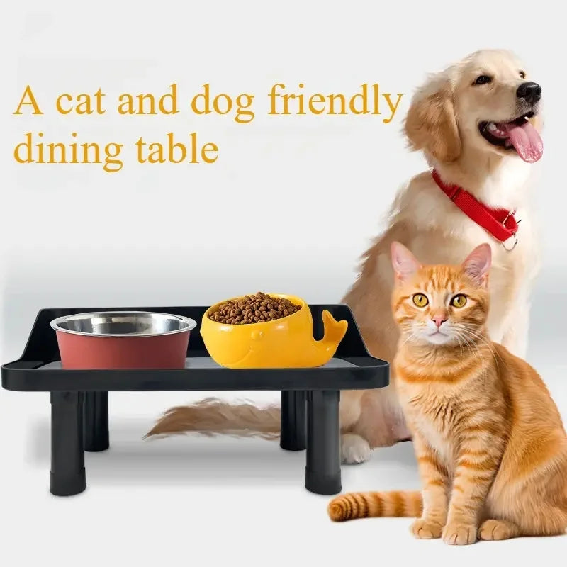 table manger animaux noir moderne deux bols réglable hauteur minimaliste chiens chats