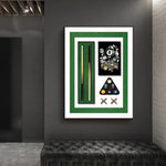 peinture physique 3d queue billard boules vert noir blanc doré moderne cadre aluminium traditionnelle