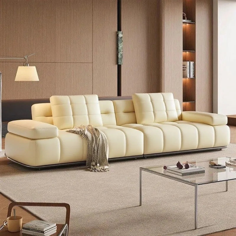 canapé d'angle cuir moderne forme marron noir salon grande capacité