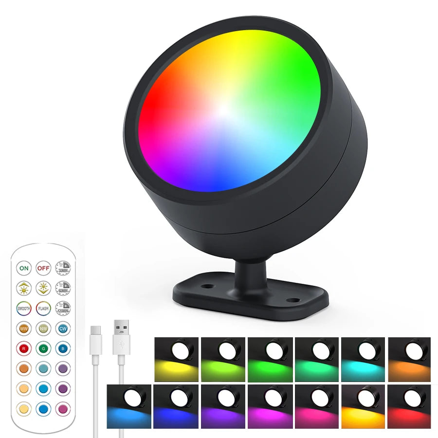 Lampe murale LED moderne rechargeable télécommande noir blanc rond minimaliste