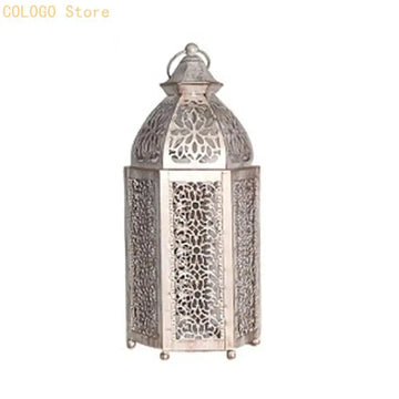 lanterne artisanale argentée ornements floraux décoration intérieure traditionnelle anneaux métalliques suspension festive