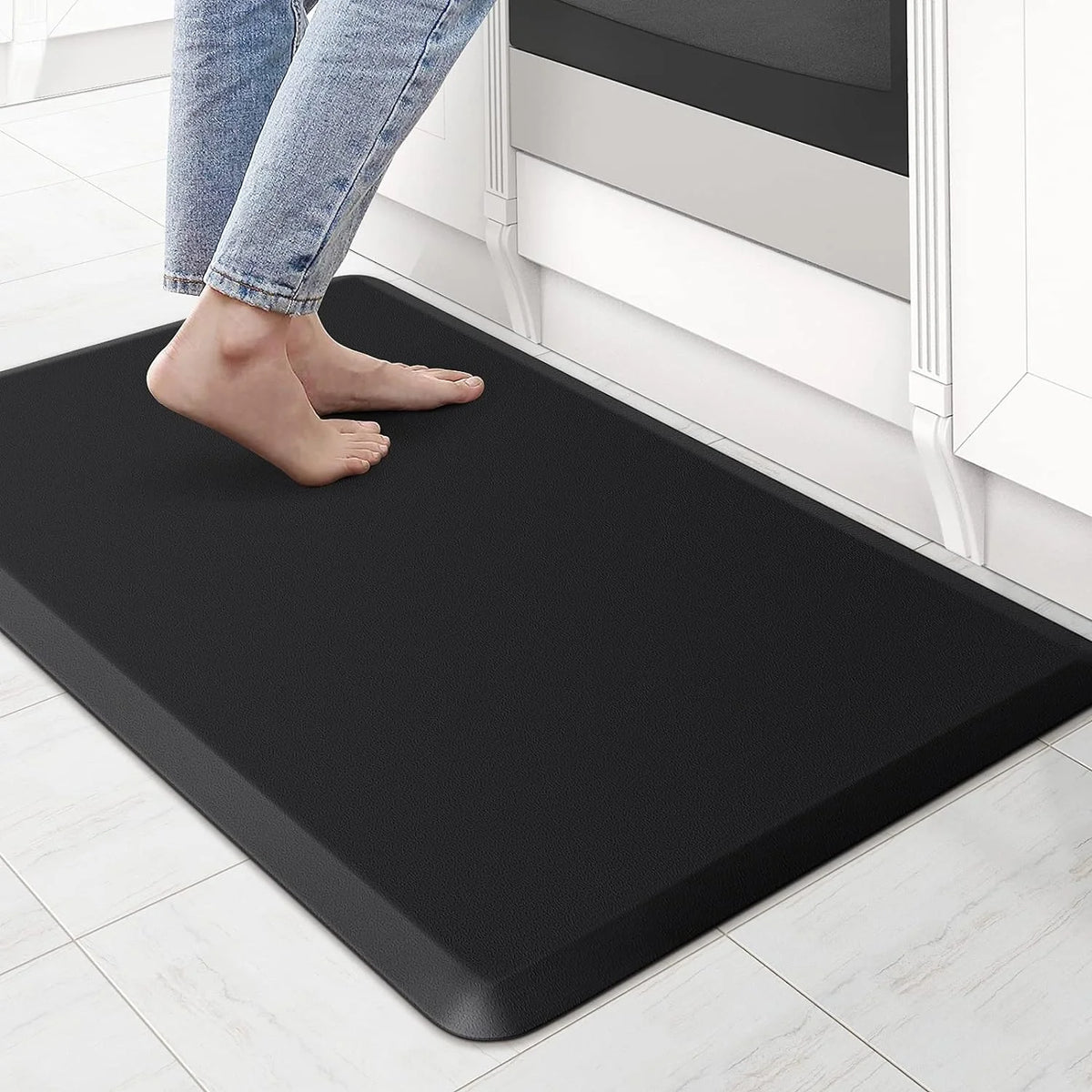 tapis sol noir uni moderne antidérapant lavable adhésif 44cm 71cm PVC