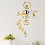 horloge murale moderne chiffres brillants argent doré salon décoration circulaire aiguilles heures