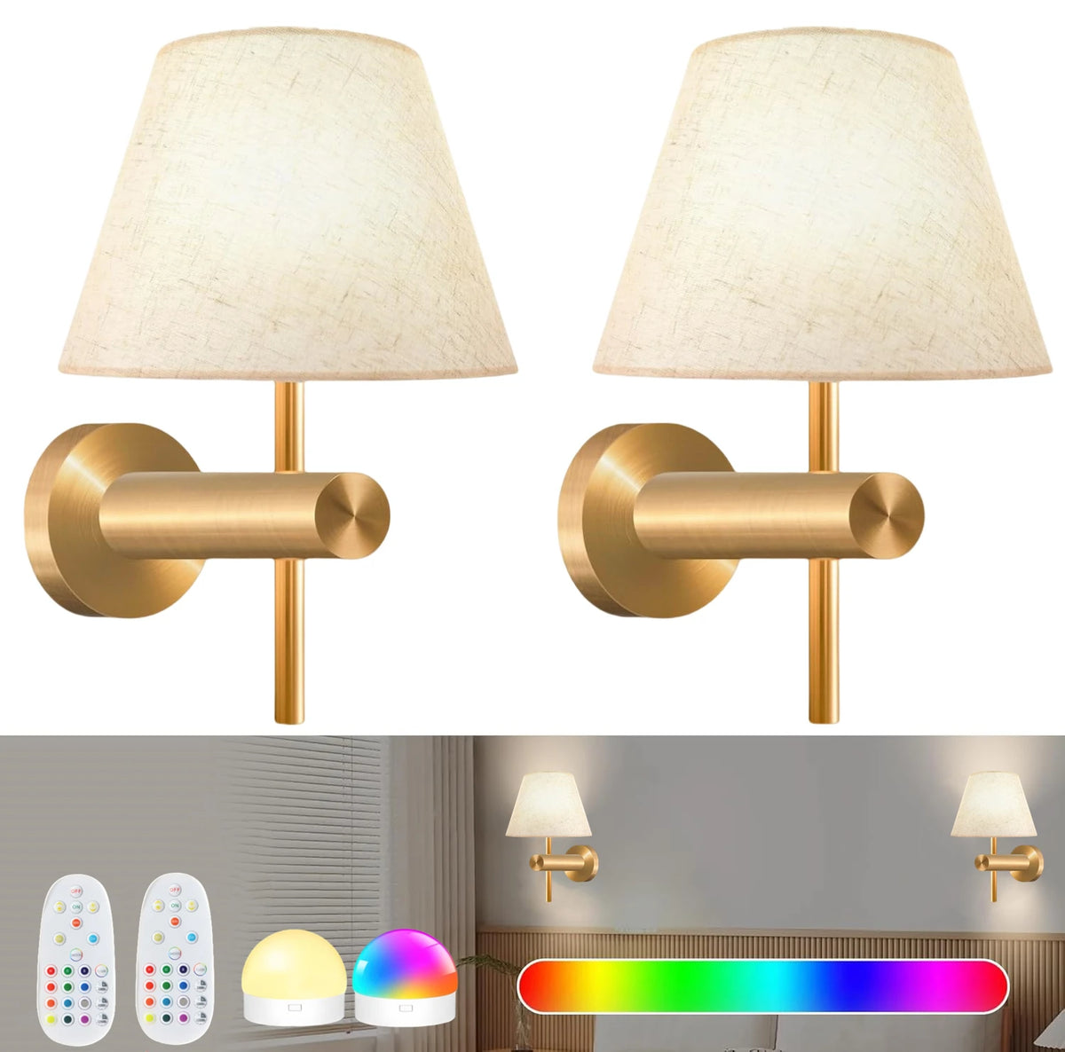 lampe murale rechargeable led couleurs rgb télécommande moderne minimaliste fixée mur