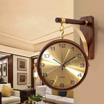 Horloge murale double face en bois noir décoration salon