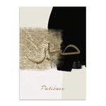 affiche murale art abstrait peinture huile toile noir beige doré décoration salon luxe moderne