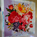 tableau brodé main motif floral multicolore fleurs différentes dimensions 35x35cm 80x80cm