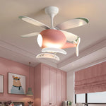 ventilateur lampe intégrée hélicoptère bleu blanc jaune moderne télécommande led enfants chambre salon