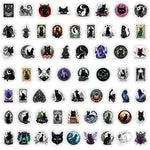 sticker adhésif chat noir mystique moderne art gothique vinyle pvc transparent adultes adolescents