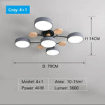plafonnier led moderne gris bois clair suspension acrylique minimaliste 40w 3600lm 220v