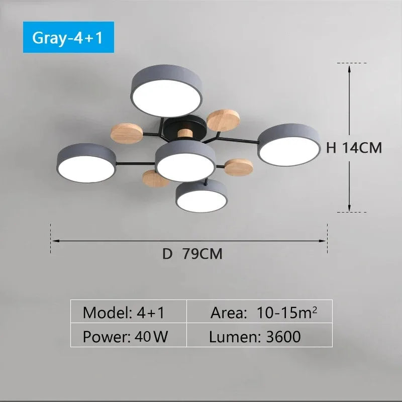 plafonnier led moderne gris bois clair suspension acrylique minimaliste 40w 3600lm 220v