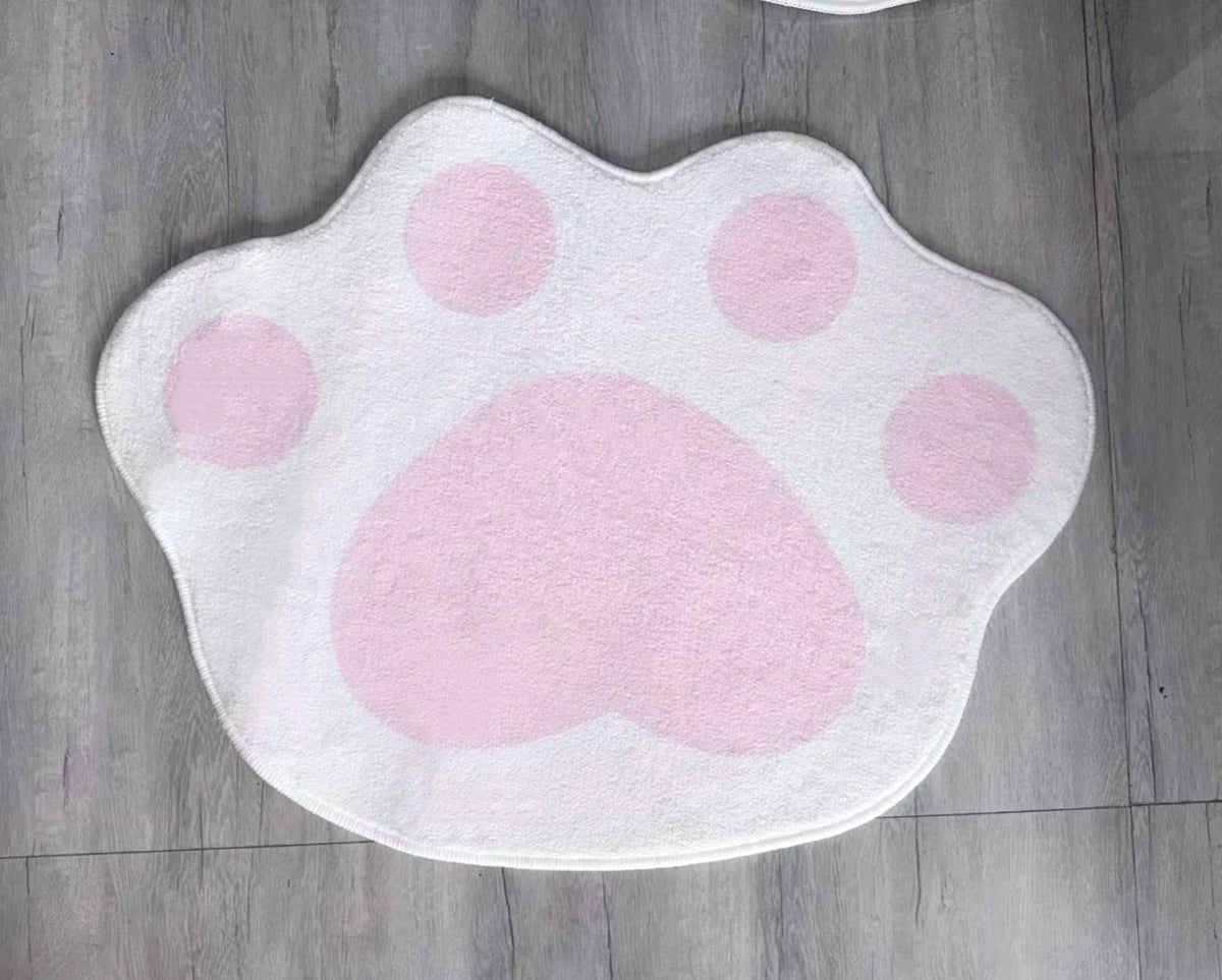 tapis blanc rose chat motif doux moelleux moderne animalier intérieur