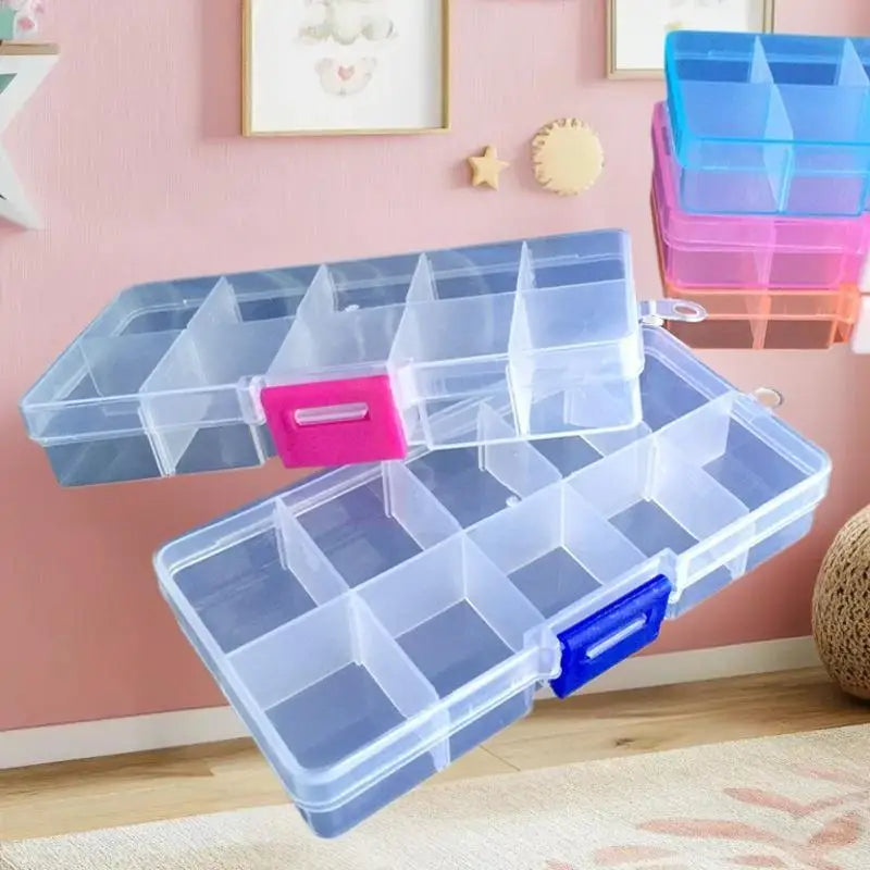 boîte compartiments transparente velours pratique moderne poignées couleurs organisation bijoux pièces vis