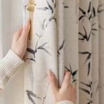 rideau moderne beige motif bambou noir salon chambre maison tissu opaque rustique