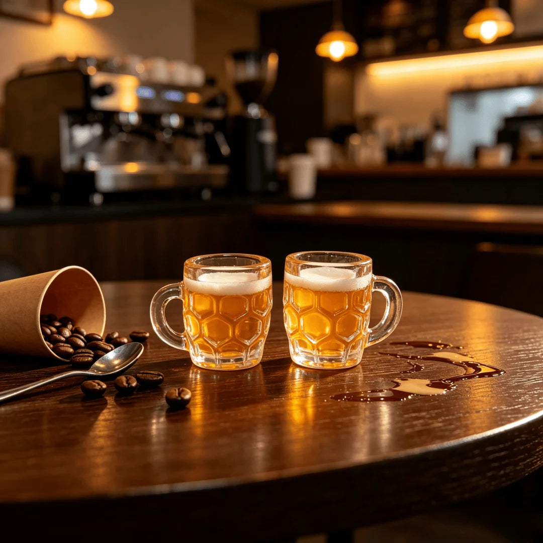 verres bière miniatures transparents plastique motif hexagonal décoration festive maison poupée jeu imitation