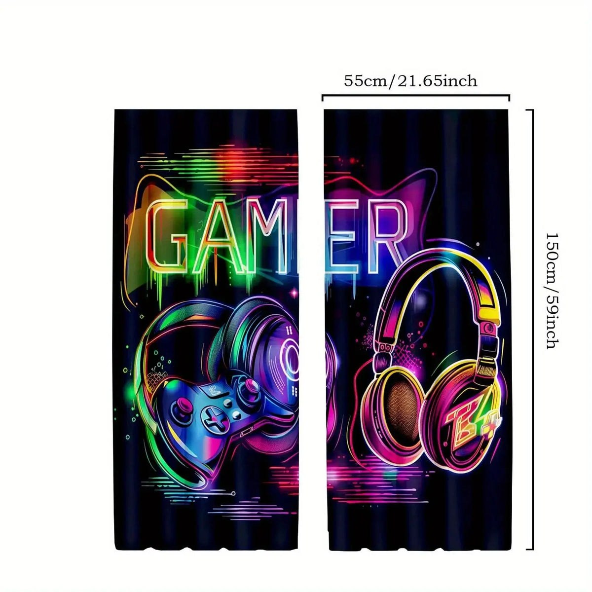 rideau cyberpunk console jeu noir multicolore polyester blackout moderne pièces