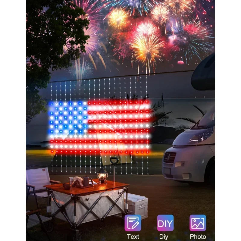 rideau lumineux led multicolore 400 leds moderne grille decorative telecommande application mobile