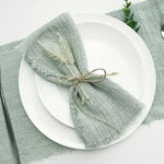 lot dix serviettes table coton beige clair franges rustiques mariage décoration chic maison