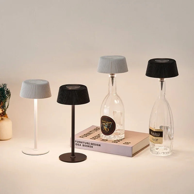 lampes table led rechargeables usb moderne noir blanc plissé sans ombre