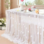 nappe table tulle transparent fleurs romantique décoration mariage blanc semi transparent farmhouse