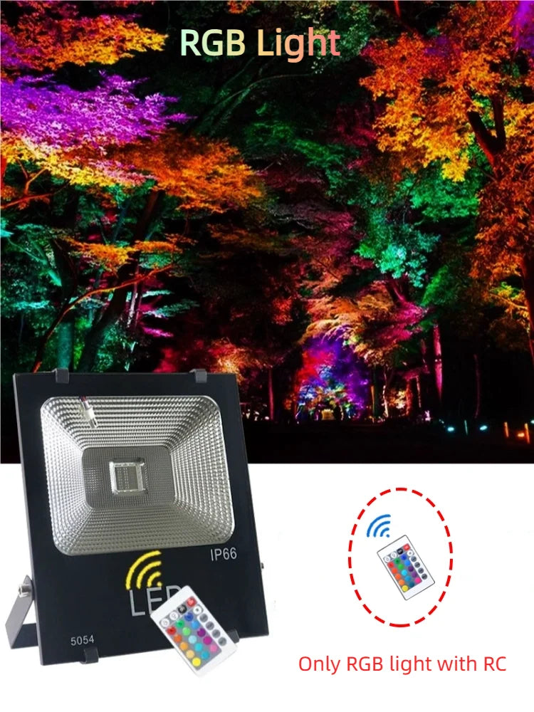 projecteur led noir moderne ip66 étanche télécommande rgbextérieur jardin parc