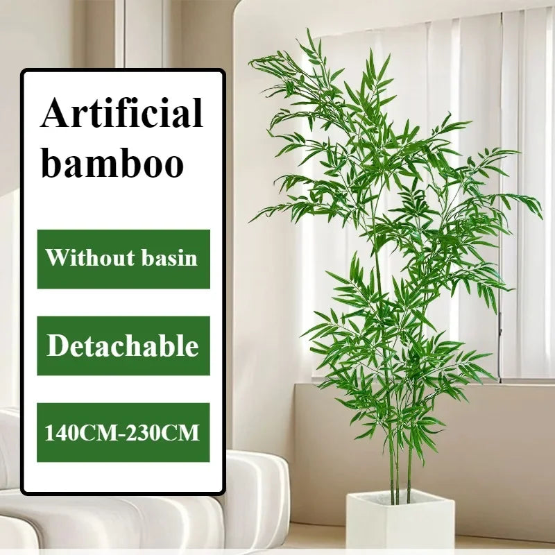 bambou artificiel vert feuilles fines moderne pot décoration extérieure plante verte grande taille sol