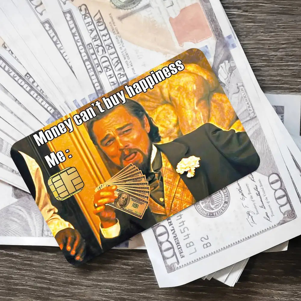 autocollants carte crédit homme billets fond ornemental waterproof classiques or noir blanc