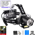 lampe frontale rechargeable zoomable led noir gris blanc affichage numérique bouton mode sensoriel camping