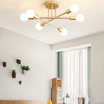 lampe suspension moderne noir doré blanc sphères translucides scandinave fixations vis éclairage intérieur chambre