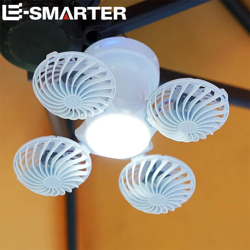 lampe ventilateur moderne blanc pliable rechargeable led interrupteur toucher solar campingextérieur