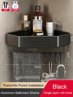 étagère salle bain moderne adhésive métal gris plat niveaux crochets rangement góc